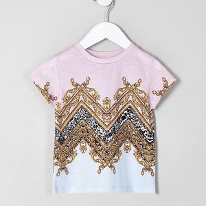 River Island Girls Pink Baroque T-Shirt